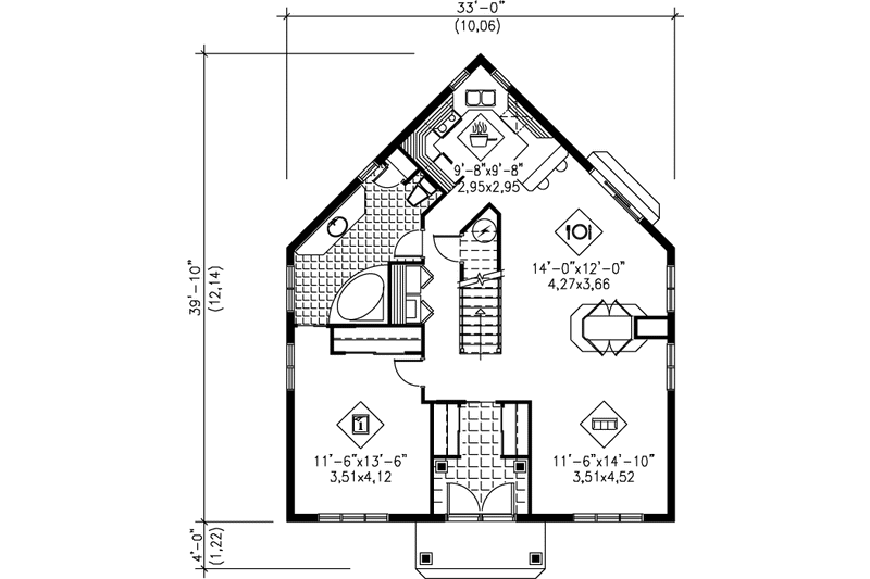 Home Plan - Floor Plan - Main Floor for European House Plan #25-2284 - 3 bed, 2 bath