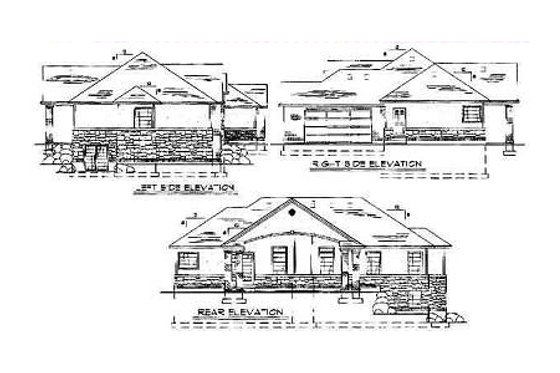 Exterior - Rear Elevation for Traditional House Plan #5-119 - 3 bed, 2.5 bath