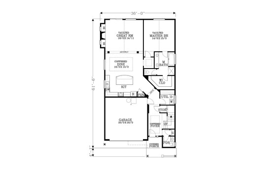 Floor Plan - Main Floor for Craftsman House Plan #53-478 - 4 bed, 2.5 bath