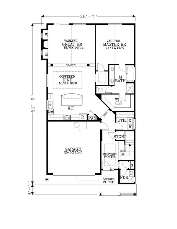 Craftsman Floor Plan - Main Floor Plan #53-478