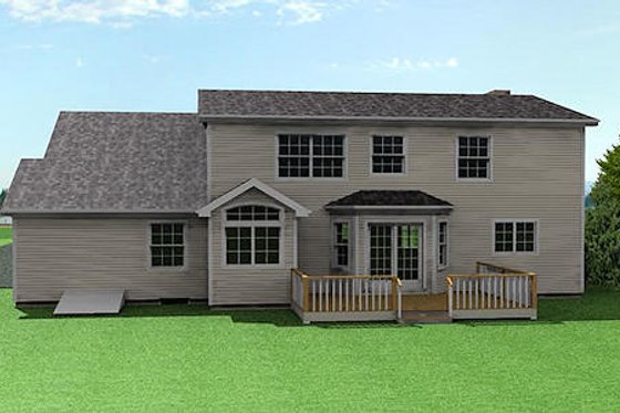 Exterior - Rear Elevation for Farmhouse House Plan #75-105 - 3 bed, 2.5 bath