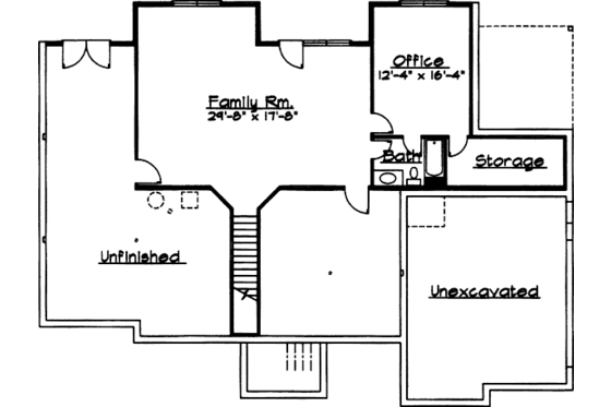 Floor Plan - Lower Floor for European House Plan #31-105 - 3 bed, 2.5 bath