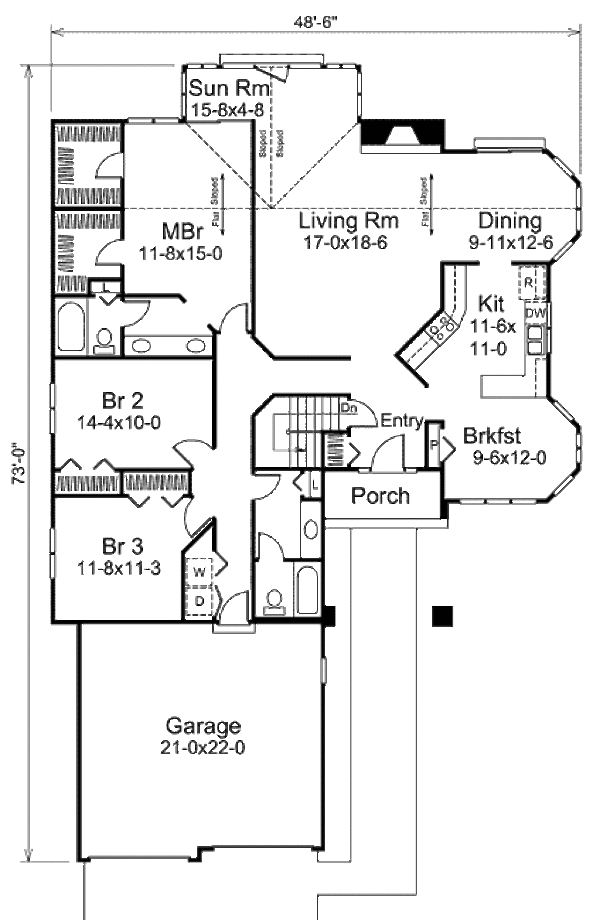 Mediterranean Floor Plan - Main Floor Plan #57-430