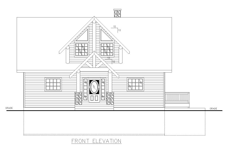House Blueprint - Exterior - Front Elevation 3 for Craftsman House Plan #117-1099 - 3 bed, 4.5 bath
