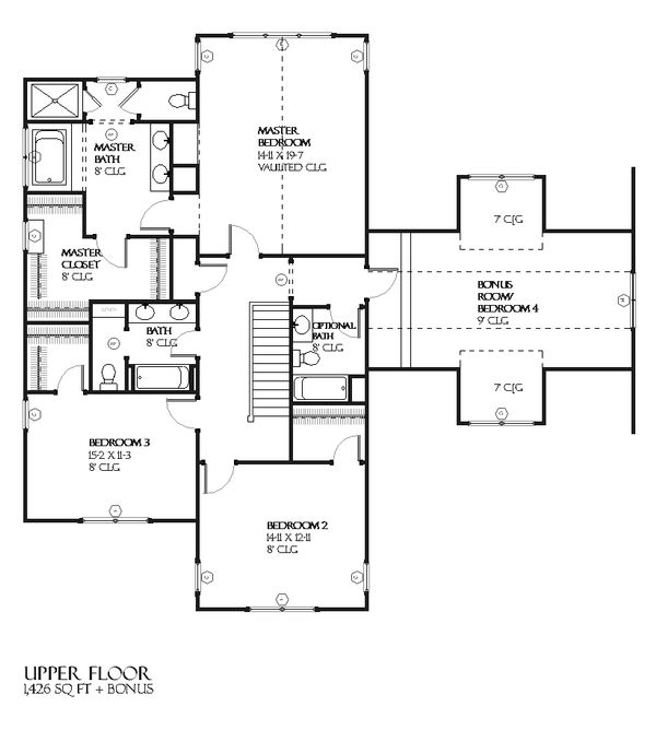 Traditional Floor Plan - Upper Floor Plan #901-41
