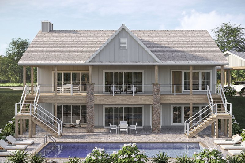 Architectural House Design - Exterior - Rear Elevation for Beach House Plan #455-779 - 2 bed, 2.5 bath