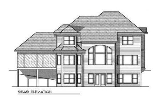Exterior - Rear Elevation for European House Plan #70-697 - 4 bed, 4.5 bath