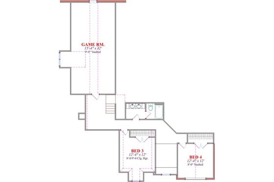 Floor Plan - Upper Floor for European House Plan #63-167 - 4 bed, 3.5 bath