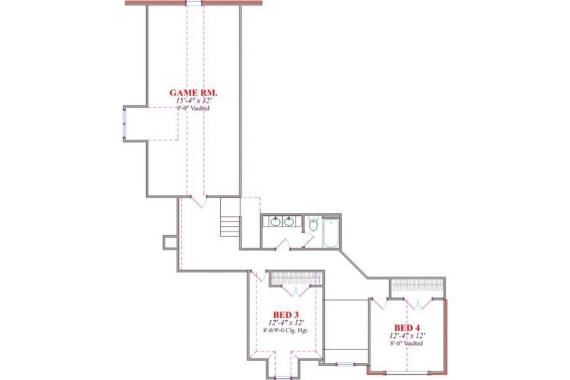 House Blueprint - Floor Plan - Upper Floor for European House Plan #63-167 - 4 bed, 3.5 bath