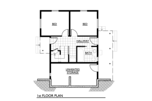 Floor Plan - Main Floor for Cottage House Plan #890-3 - 2 bed, 1 bath