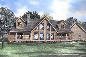 Log Exterior - Front Elevation Plan #17-505