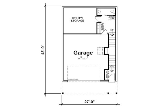 Floor Plan - Lower Floor for Contemporary House Plan #20-2504 - 3 bed, 3.5 bath