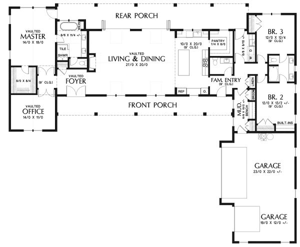 Architectural House Design - Farmhouse Floor Plan - Main Floor Plan #48-943