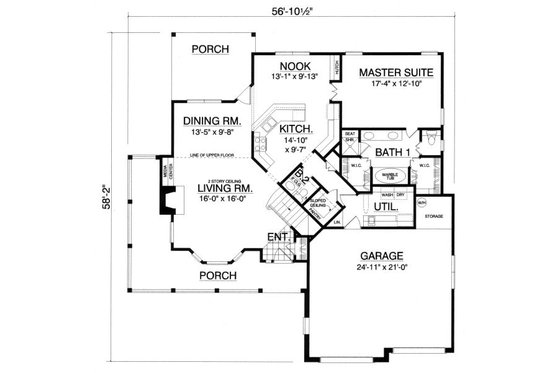 Floor Plan - Main Floor for Country House Plan #40-386 - 3 bed, 2.5 bath