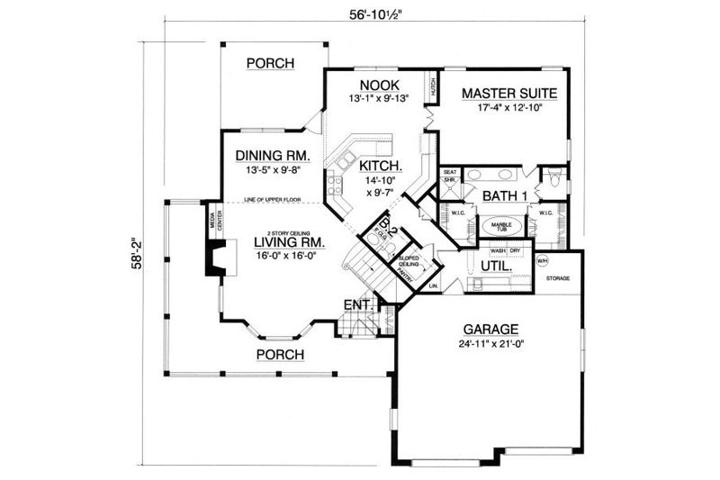 Home Plan - Floor Plan - Main Floor for Country House Plan #40-386 - 3 bed, 2.5 bath