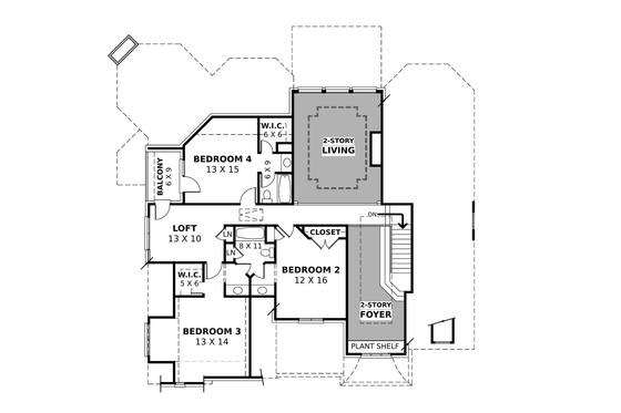 Floor Plan - Upper Floor for European House Plan #119-293 - 4 bed, 3.5 bath