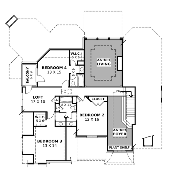 European Floor Plan - Upper Floor Plan #119-293