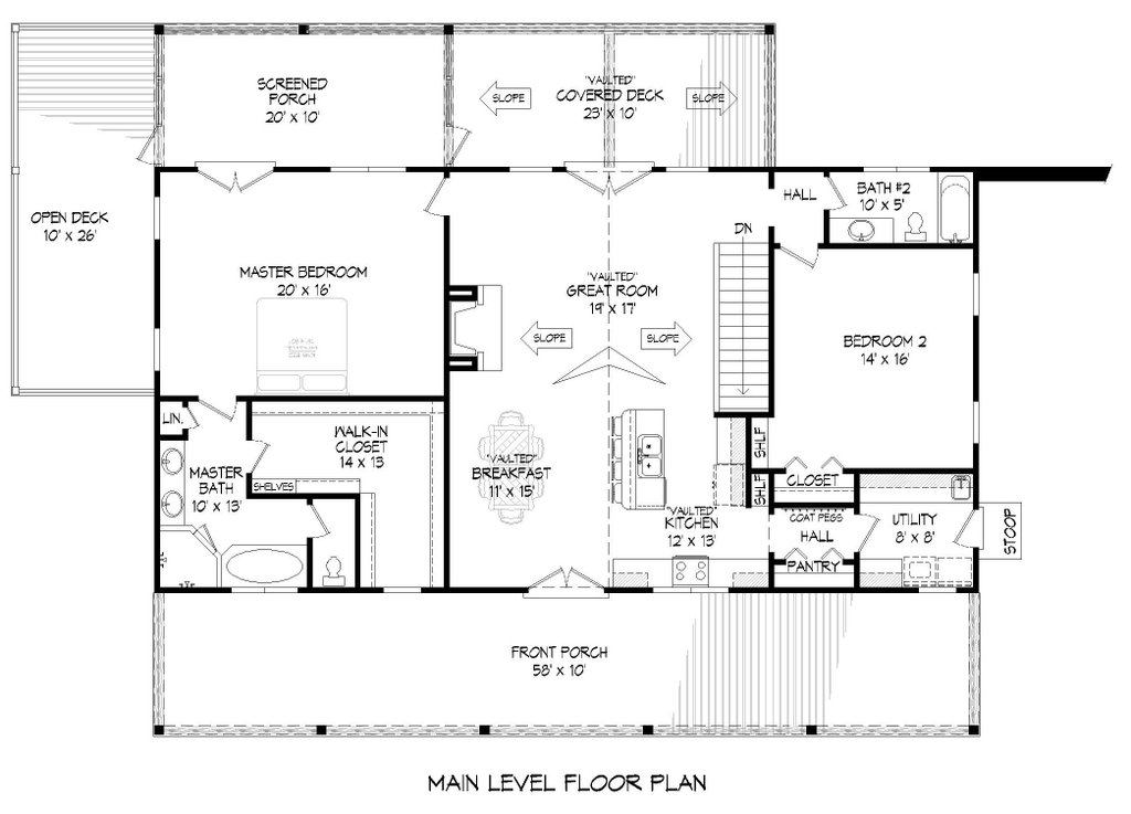 Country Style House Plan - 2 Beds 2 Baths 1740 Sq/Ft Plan #932-576 ...