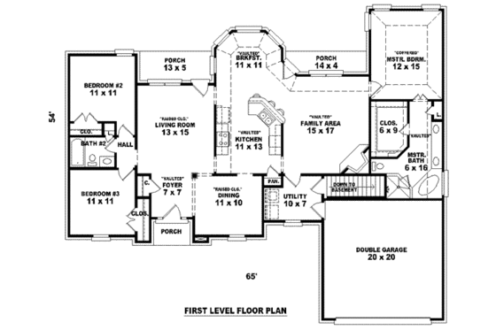 Floor Plan - Main Floor for European House Plan #81-943 - 3 bed, 2 bath