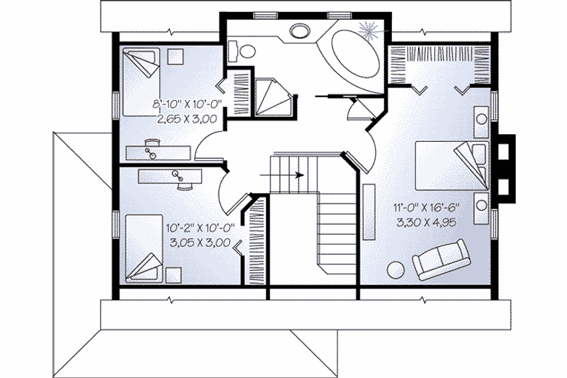 Home Plan - Floor Plan - Upper Floor for Cottage House Plan #23-498 - 3 bed, 1.5 bath