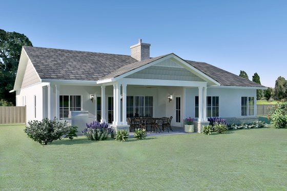 Exterior - Rear Elevation for Ranch House Plan #489-12 - 3 bed, 2 bath