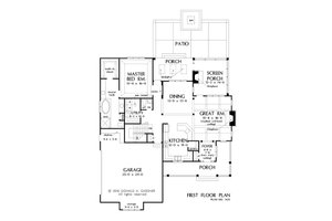 Floor Plan - Main Floor for Craftsman House Plan #929-1032 - 3 bed, 2.5 bath