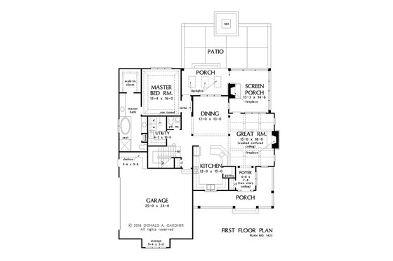 Floor Plan - Main Floor for Craftsman House Plan #929-1032 - 3 bed, 2.5 bath