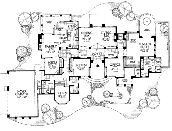 House Design - Mediterranean Floor Plan - Main Floor Plan #72-173