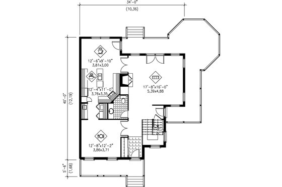 Floor Plan - Main Floor for Country House Plan #25-238 - 3 bed, 2.5 bath