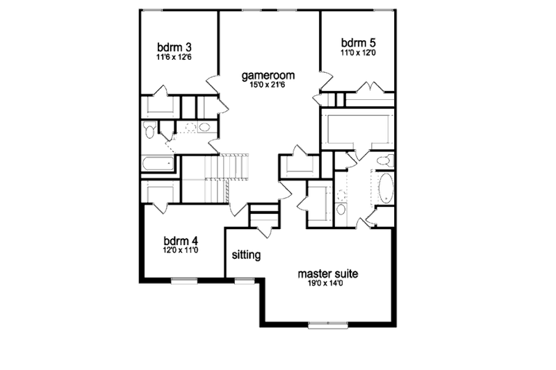 Dream House Plan - Floor Plan - Upper Floor for Traditional House Plan #84-390 - 5 bed, 3 bath