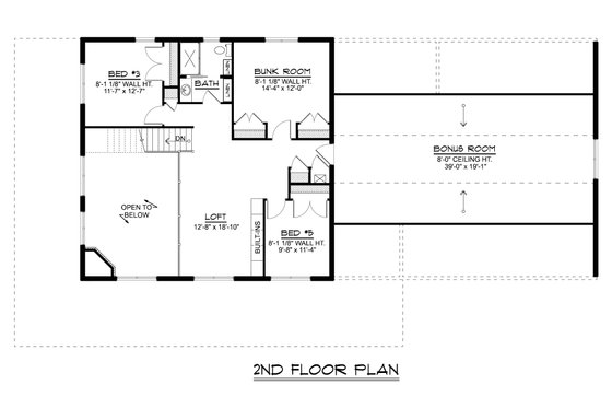 Floor Plan - Upper Floor for Barndominium House Plan #1064-313 - 5 bed, 3 bath