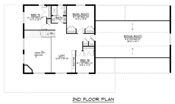 Barndominium Floor Plan - Upper Floor Plan #1064-313