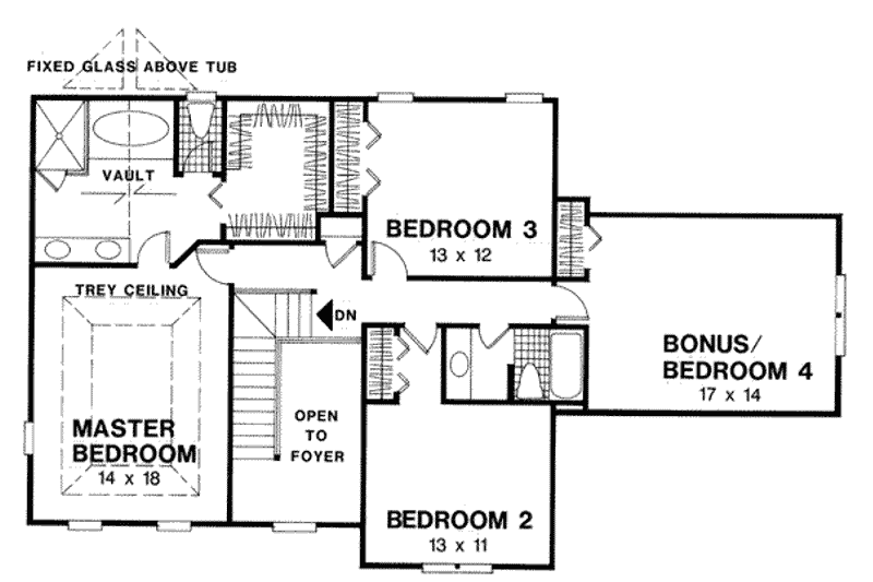 Architectural House Design - Floor Plan - Upper Floor for Farmhouse House Plan #56-153 - 3 bed, 2.5 bath