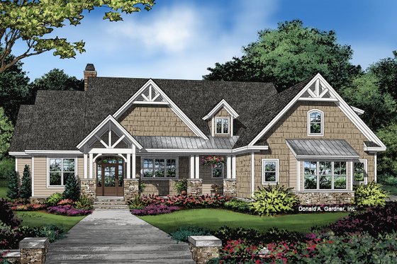 Exterior - Front Elevation 3 for Ranch House Plan #929-1089 - 3 bed, 2 bath