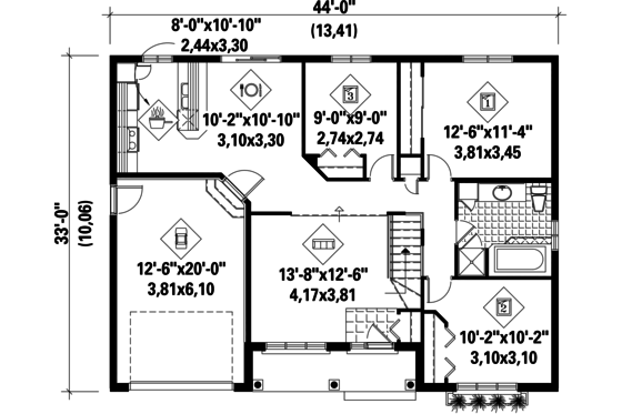 Floor Plan - Main Floor for Classical House Plan #25-4428 - 3 bed, 1 bath