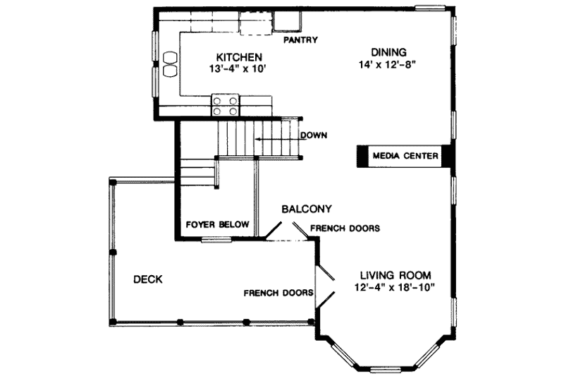 Home Plan - Floor Plan - Main Floor for Cottage House Plan #410-297 - 3 bed, 2 bath
