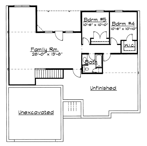 Floor Plan - Lower Floor for Traditional House Plan #31-136 - 3 bed, 2 bath