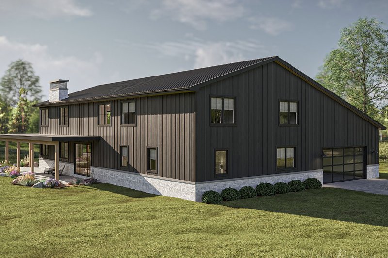 Architectural House Design - Exterior - Rear Elevation for Barndominium House Plan #455-580 - 5 bed, 4.5 bath