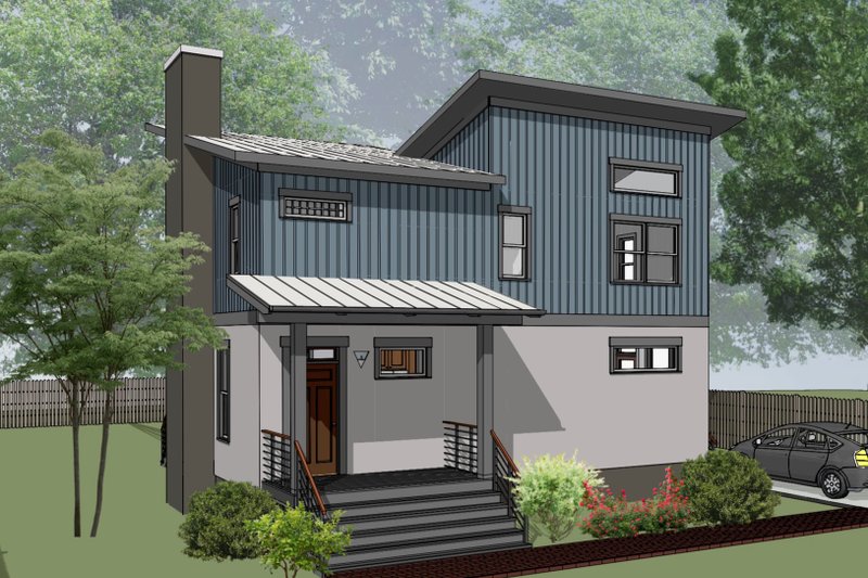 House Blueprint - Modern Exterior - Front Elevation Plan #79-296