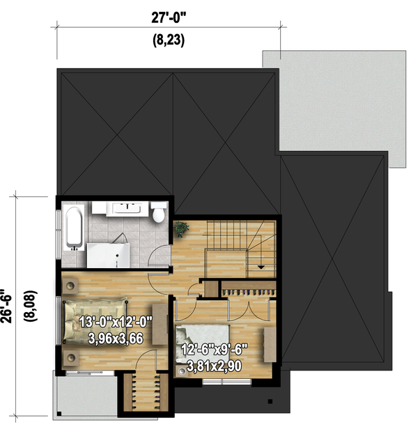 Modern Floor Plan - Upper Floor Plan #25-4608