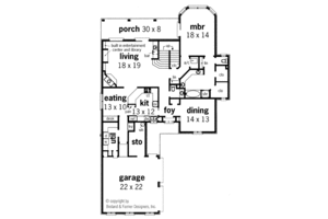 Floor Plan - Main Floor for European House Plan #45-148 - 3 bed, 2.5 bath