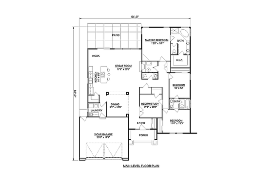 Floor Plan - Main Floor for Adobe / Southwestern House Plan #116-296 - 3 bed, 2 bath