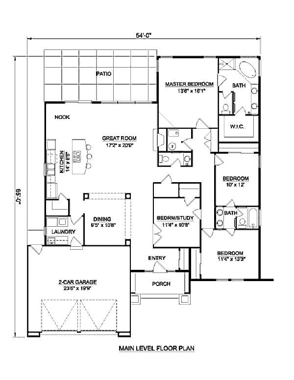 Adobe / Southwestern Floor Plan - Main Floor Plan #116-296