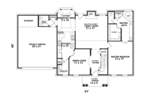 Floor Plan - Main Floor for Colonial House Plan #81-488 - 4 bed, 2.5 bath