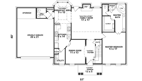 Colonial Floor Plan - Main Floor Plan #81-488