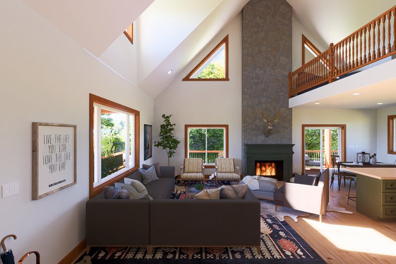 House Blueprint - Interior - Family Room 4 for Cabin House Plan #1060-190 - 4 bed, 2.5 bath