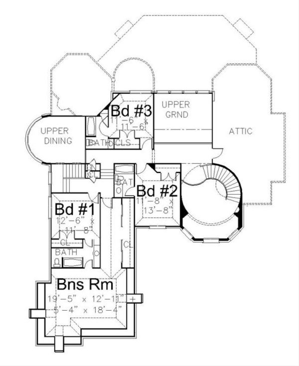 European Floor Plan - Upper Floor Plan #119-309
