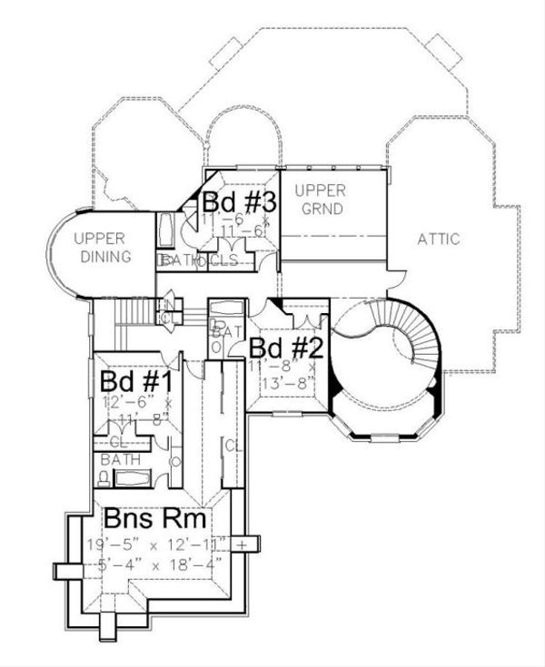 House Blueprint - European Floor Plan - Upper Floor Plan #119-309