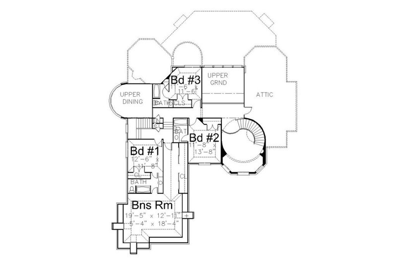House Plan Design - Floor Plan - Upper Floor for European House Plan #119-309 - 4 bed, 4 bath