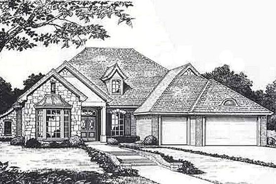 Exterior - Front Elevation for European House Plan #310-812 - 4 bed, 2.5 bath